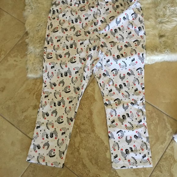 Unique Vintage rooster  print  pants and top set size 3x New (fits 2x) - Picture 3 of 7